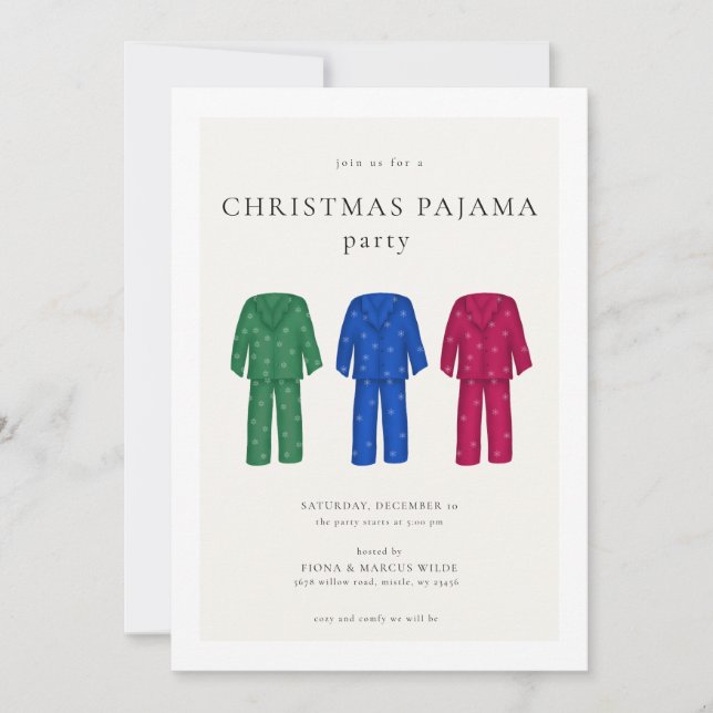 Invitation de la fête du pyjama de Noël | PJ Holid (Devant)