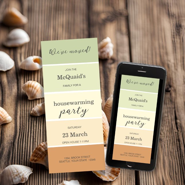 Invitation de la fête du réchauffement de la maiso (House Warming Party Invitation in soft greens and browns)
