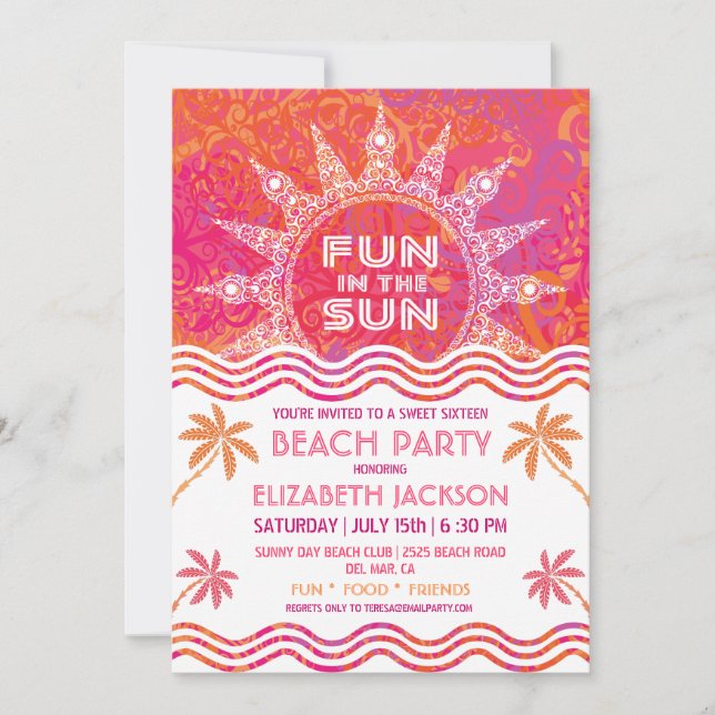 Invitation de la fête du soleil d'été (Devant)