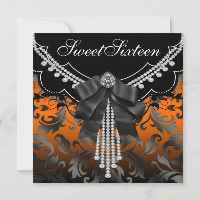 Invitation de la fête du Sweet sixteen de Damas or (Devant)