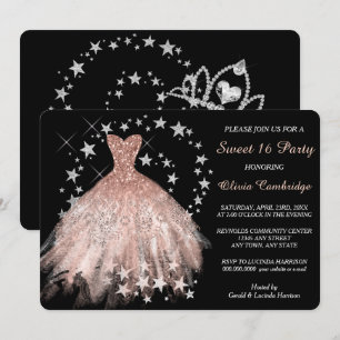 Invitation de la fête du Sweet sixteen Star Shimme