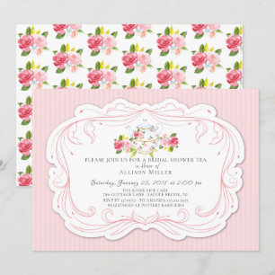 Invitation de la fête du thé de la nuptiale Rose v