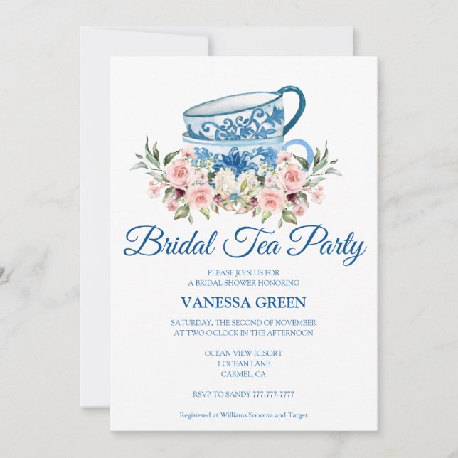 Invitation de la fête du thé douche nuptiale (Devant)