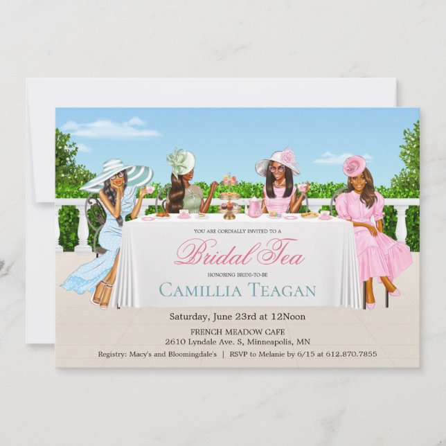 Invitation de la fête du thé nuptial afro-américai (Devant)