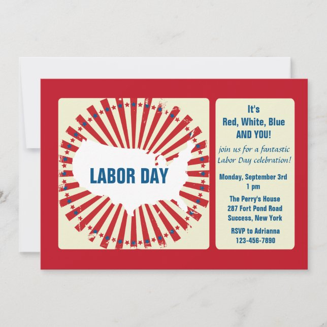 Invitation de la Fête du Travail américaine (Devant)