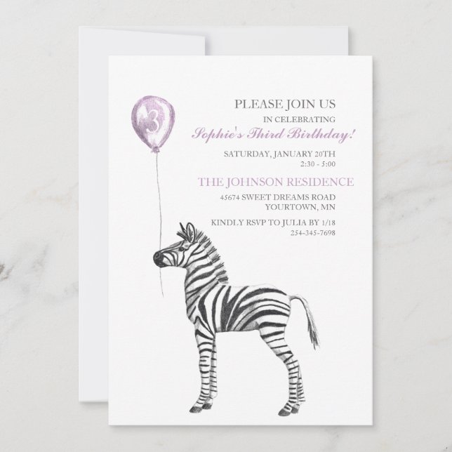 Invitation de la fête du troisième anniversaire de (Devant)