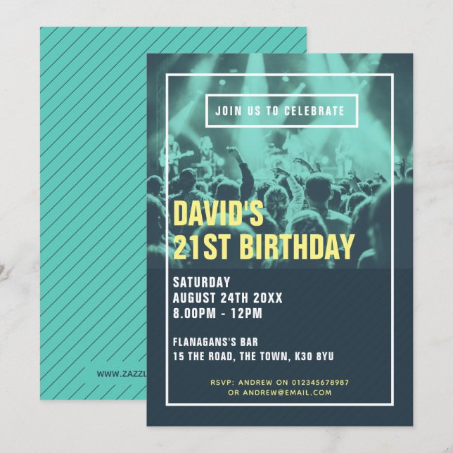 Invitation de la fête Duotone moderne (Devant / Derrière)