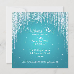 Invitation de la fête Élégant Falling Sparkle Blue