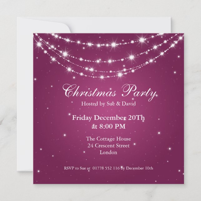 Invitation de la fête Élégante chaine d'étincelle  (Devant)