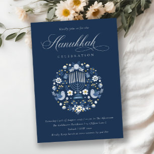 Invitation de la fête florale de l'Hanoukka bleu d