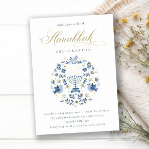 Invitation de la fête florale de l'Hanoukka bleu d