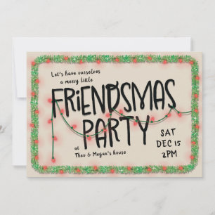 Invitation de la fête Friendsmas   Éclairages à co