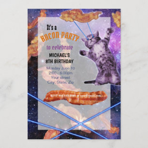 Invitation de la Fête Funny Bacon Laser Chat