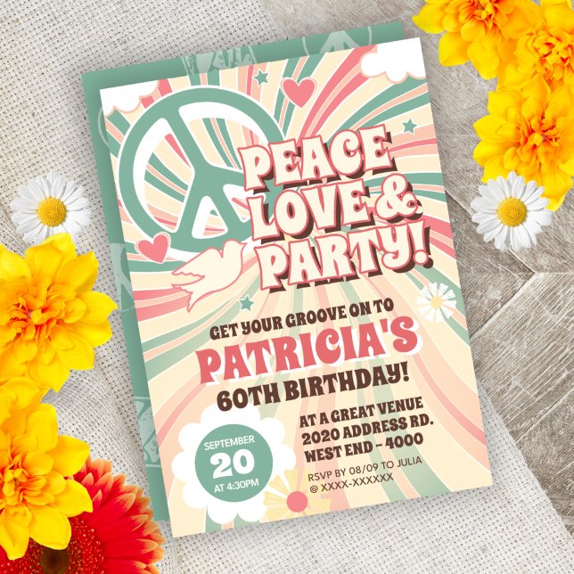Invitation de la fête hippie des années 60 (Créateur téléchargé)