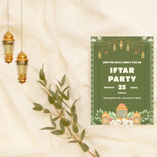 Invitation de la fête Iftar de la lanterne d'aquar (modern ramadan iftar invitation )