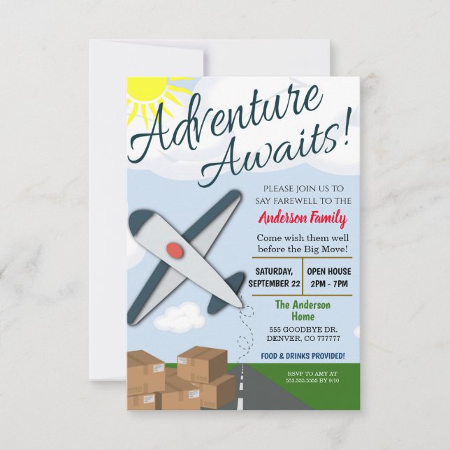 Invitation de la fête itinérante d'Adventure Await (Devant)