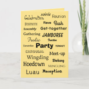 Invitation de la fête jaune Carte cardinale rouge