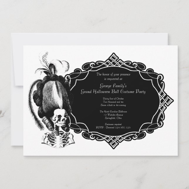 Invitation de la fête mascarade du bal d'Halloween (Devant)