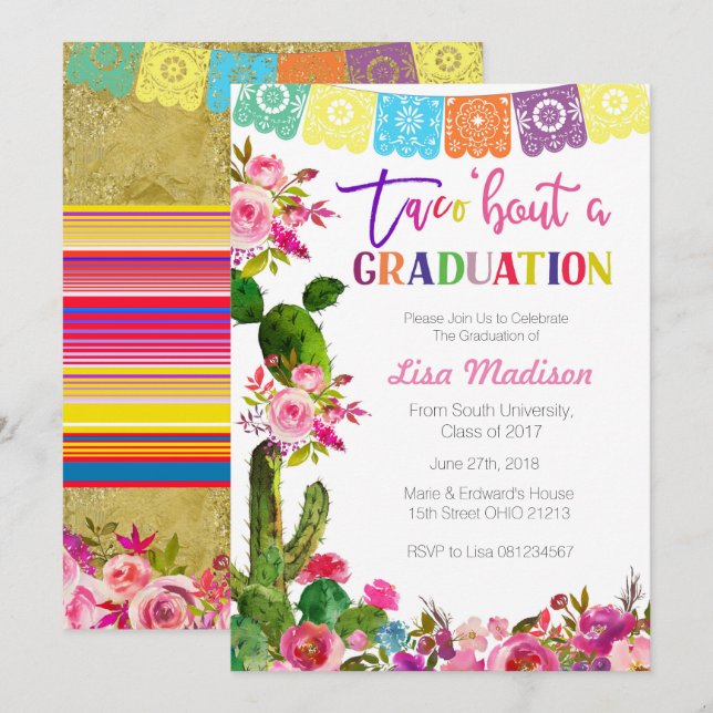 Invitation de la Fête mexicaine des diplômes (Devant / Derrière)