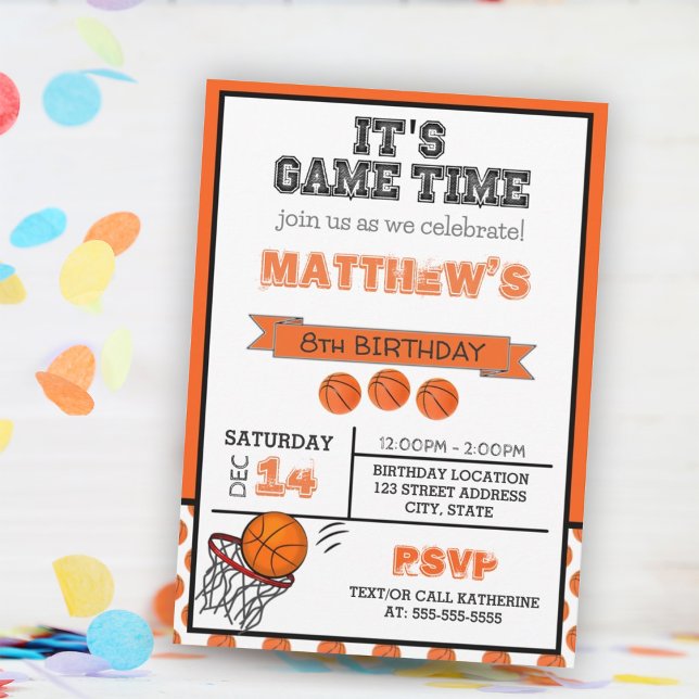 Invitation de la fête sportive de basket-ball (Basketball Sports Party Invitation)
