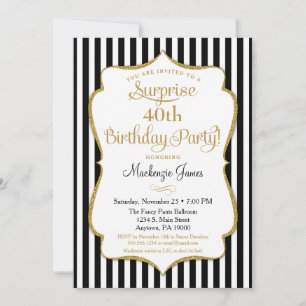Invitation de la fête surprise Black Gold Elegant 