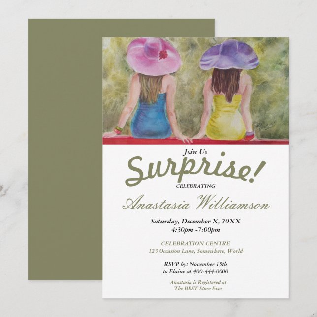 INVITATION DE LA FÊTE SURPRISE D'ÉTÉ (Devant / Derrière)