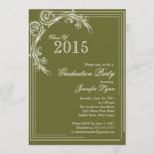 Invitation de la fête Vintage de graduation verte