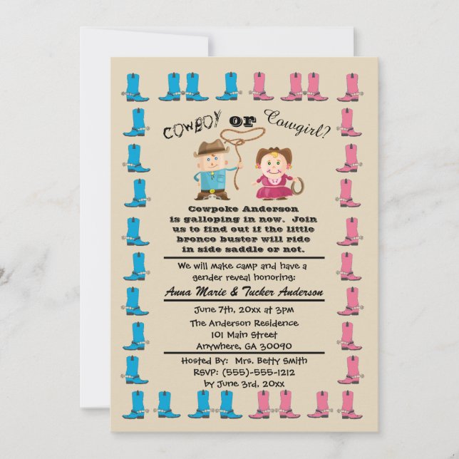 Invitation de la Fille à mâcher ou à cow-boy (Devant)