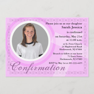 Invitation de la fille de confirmation rose