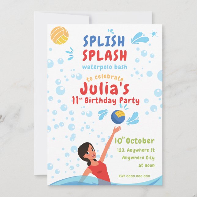 Invitation de la Fille Waterpolo (Devant)