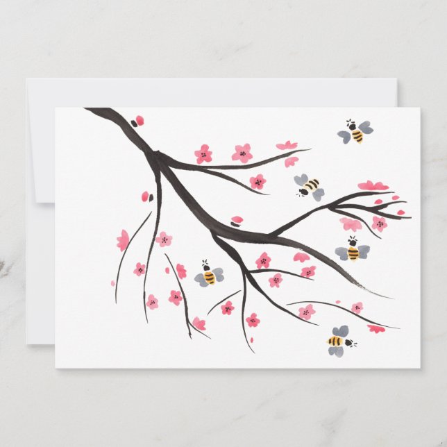 Invitation de la fleur de miel et de cerise (Devant)