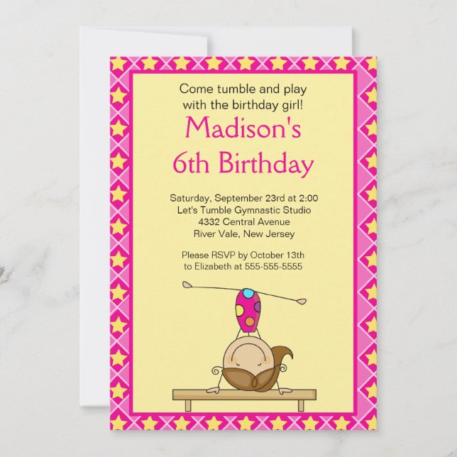 Invitation de la Fun Gymnastique Anniversaire de e (Devant)