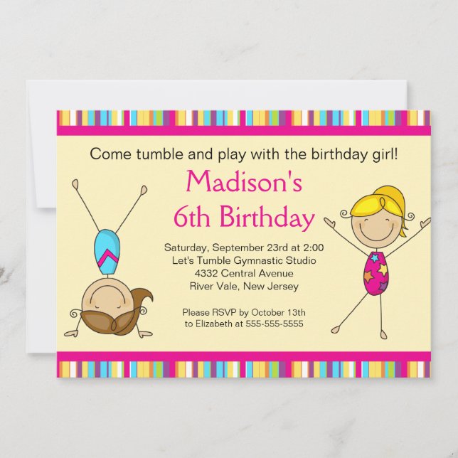 Invitation de la Fun Gymnastique Anniversaire de e (Devant)
