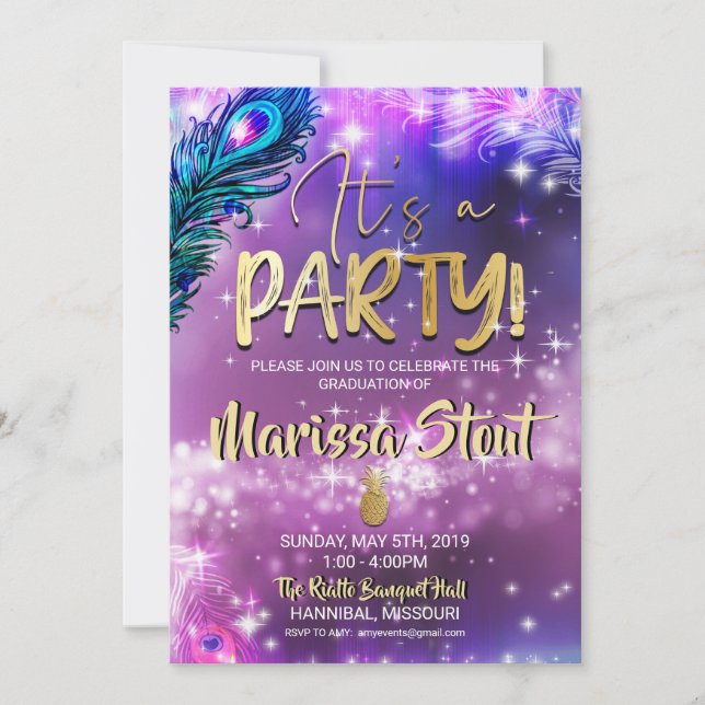 Invitation de la Galaxy Pineapple Graduation Party (Devant)