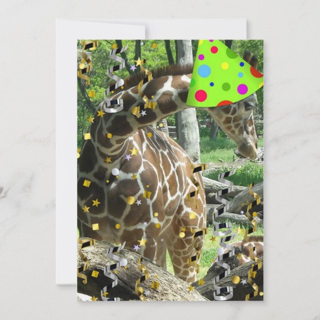 Invitation de la Giraffe fête d'anniversaire (Devant)