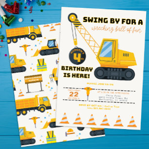 Invitation de la grue de construction du 4e annive