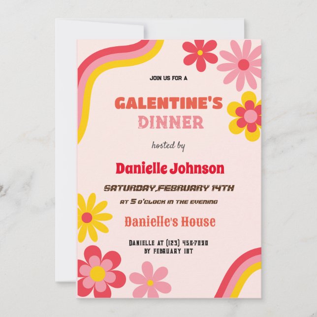 Invitation de la journée des Galentines rétro, dîn (Devant)