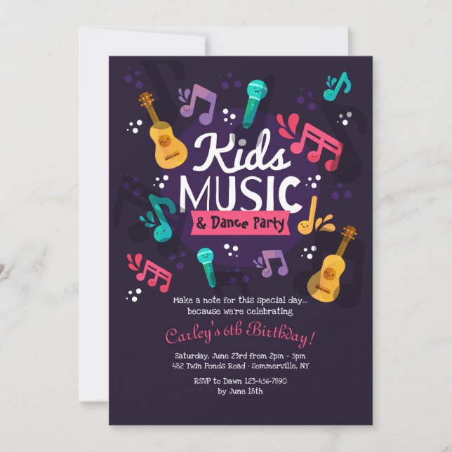 Invitation de la Kids Music and Dance Party (Devant)