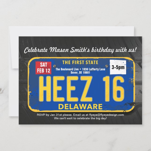 Invitation de la licence Delaware Boy's 16th Birth (Devant)