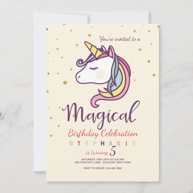 Invitation de la licorne magique (Devant)