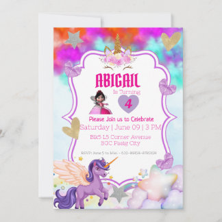 Invitation de la licorne magique - Parties scintil