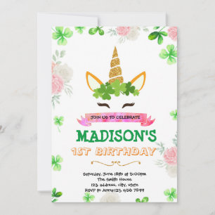 invitation de la licorne shamrock