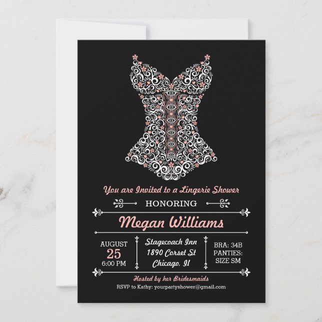 Invitation de la Lingerie Party sur Noir (Devant)
