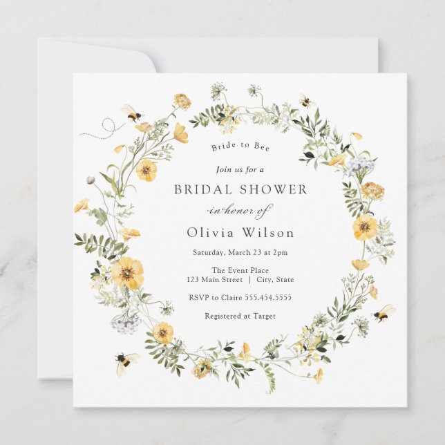 Invitation de la mariée à être Fleur sauvage de do (Devant)