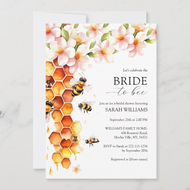 Invitation de la mariée à être mariée douche nupti (Devant)