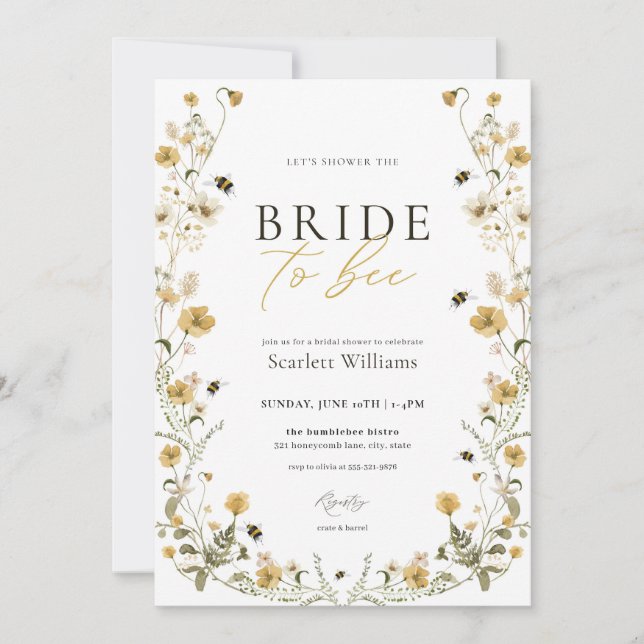 Invitation de la mariée à la douche nuptiale (Devant)
