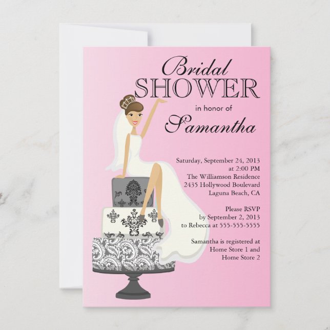 Invitation de la mariée de Brunette moderne (Devant)