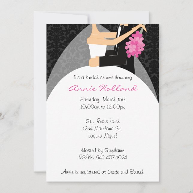 Invitation de la mariée et de la mariée à la douch (Devant)