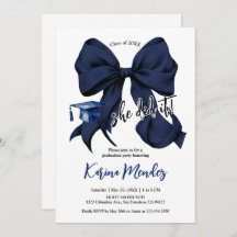 Invitation de la Marine Blue Bow Grad Party