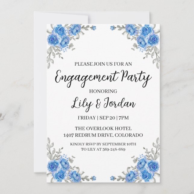 invitation de la marine blue floral fiy (Devant)